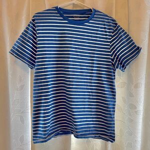 J.Crew 100% Cotton T-Shirt - Blue White Stripe - Size Large